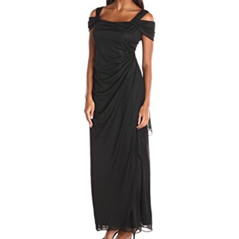 Alex Evenings Cold Shoulder Ruffle Gown